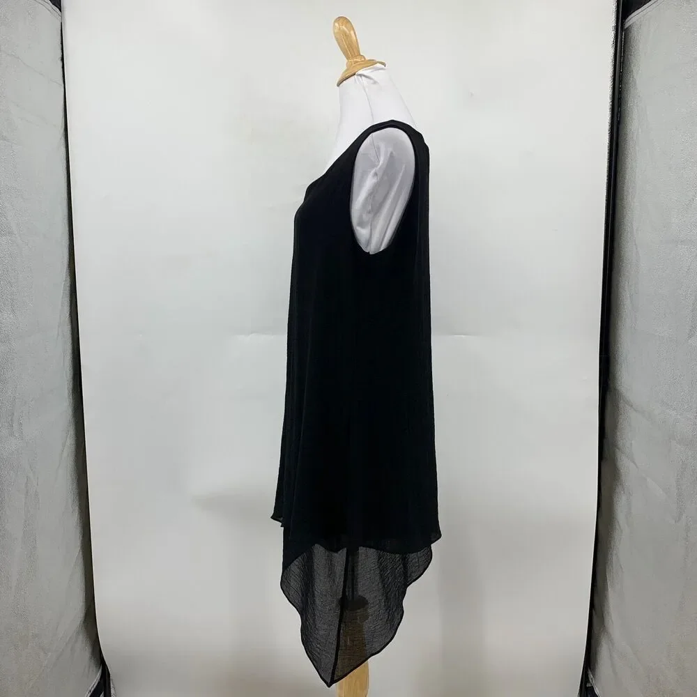 Soft Surroundings Blouse Women S Small Black Celine Angled Shark Tooth Tunic Hem - Picture 4 of 12